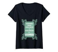 Mujer Broma gramática de tu contra tú para Profesores, escritores y Adultos Camiseta Cuello V