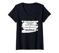 Mujer Broma gramática de tu contra tú para Profesores, escritores y Adultos Camiseta Cuello V