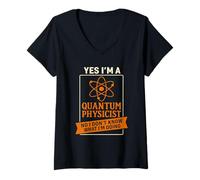 Mujer Bromas Físico Cuántico Gracioso Ciencia Humor Nerd Física Camiseta Cuello V