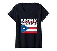 Mujer Bronx Puerto Rico Puerto Rico Bandera Nueva York Orgullo Boricua Camiseta Cuello V