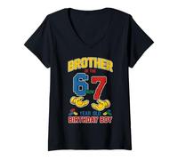 Mujer Brother 67 Meme Cumpleaños 7 años Bloques de construcción Ladrillos Camiseta Cuello V