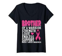 Mujer Brother of a Warrior Breast Cancer Awareness Support Gifts Camiseta Cuello V