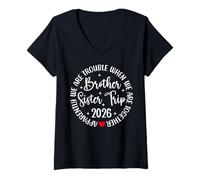 Mujer Brother Sister Trip 2026 We're Trouble Together Vacation Camiseta Cuello V