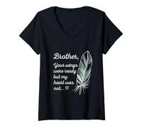 Mujer Brother Wings were Ready by My Heart Not Memorial Camiseta Cuello V