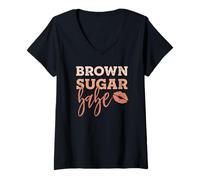 Mujer Brown Sugar Babe Orgullosa Melanina Hermosa Reina Camiseta Cuello V