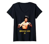 Mujer Bruce Lee entra en la icónica foto del dragón Camiseta Cuello V