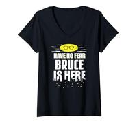 Mujer Bruce Name Design Tu héroe Personalizado está aquí Camiseta Cuello V