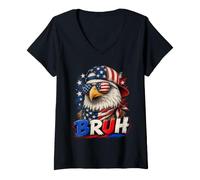 Mujer Bruh 4th of July Funny Eagle American Patriotic Camiseta Cuello V