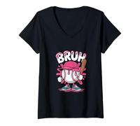 Mujer Bruh béisbol Helado Goteo Pastel Linda Juventud béisbol niña Camiseta Cuello V
