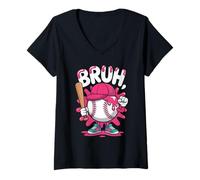 Mujer Bruh béisbol Helado Goteo Pastel Linda Juventud béisbol niña Camiseta Cuello V