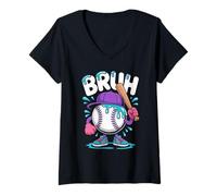 Mujer Bruh béisbol Helado Goteo Pastel Lindos jóvenes béisbol Camiseta Cuello V