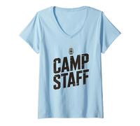 Mujer Bruh Camp Staff Host Squad Campers Besties Camping Cousin Camiseta Cuello V