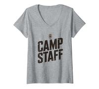 Mujer Bruh Camp Staff Host Squad Campers Besties Camping Cousin Camiseta Cuello V