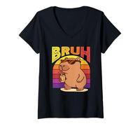 Mujer Bruh Capybaras - Gafas de Sol con diseño de Animal Divertido Camiseta Cuello V