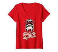 Mujer Bruh Field Day Red Team Campamento de Verano Competencia Boot Camp Camiseta Cuello V