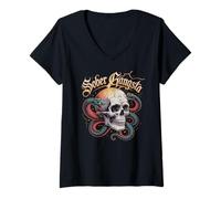 Mujer Bruh Gangster Sober Gangsta Serpiente Sobriedad NA Chicas Recuperación Camiseta Cuello V