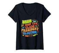 Mujer Bruh I Ganó la Elección Presidente de Clase 2024 Estudiante Camiseta Cuello V