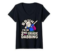 Mujer Bruh I'm 2nd Grade Dabbing, Divertido Humor para un Chico Jugador Camiseta Cuello V