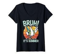 Mujer Bruh It’s Summer | Funny Silly Goose Beach Meme Tee Camiseta Cuello V