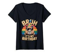 Mujer Bruh It's My Birthday Cappy Birthday Capybara Party Camiseta Cuello V