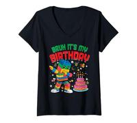 Mujer Bruh It's My Birthday Christmas Builder Constructor de Ladrillos Camiseta Cuello V