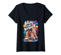 Mujer Bruh It's My Birthday Piñata Llama Fiesta Familiar Diversión Niño Niña Camiseta Cuello V