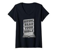 Mujer Bruh Lee Tu Biblia - Meme Cristiano Divertido De Fe Religiosa Camiseta Cuello V