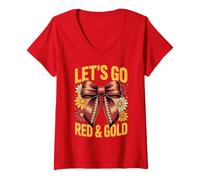 Mujer Bruh Let's GO Red & Gold Field Day Competición Spirit W amiseta Cuello V