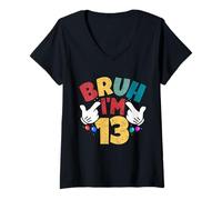 Mujer Bruh, Tengo 13 años, Regalos para niños y niñas. Es mi cumpleaños número 13 Camiseta Cuello V