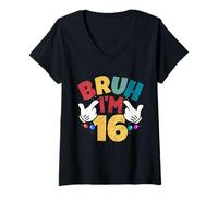 Mujer Bruh, Tengo 16 años, Regalos para niños y niñas. Es mi cumpleaños número 16 Camiseta Cuello V