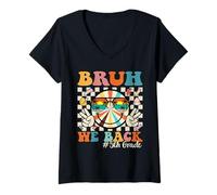 Mujer Bruh We Back 5th Grade Retro Back to School Boys Girls Kids Camiseta Cuello V