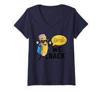 Mujer Bruh We Back - Lápiz Divertido de Regreso a la Escuela para Estudiantes y Profesores Camiseta Cuello V
