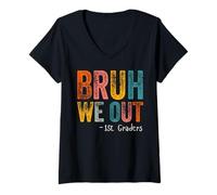 Mujer Bruh We Out Clase de graduación de primer grado para estudiantes de primer grado de 2025 Camiseta Cuello V