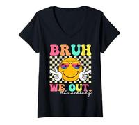 Mujer Bruh We Out Lunch Ladies Último día de clases Out Lunch Lady Camiseta Cuello V