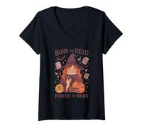 Mujer Bruja del libro Nacida para leer Forced to Work Camiseta Cuello V