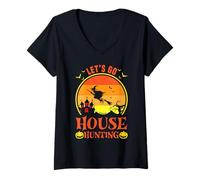 Mujer Brujas Hermosa Bruja Halloween Vamos Caza Casa Camiseta Cuello V