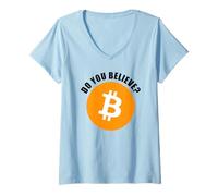 Mujer BTC Do You Believe? Bitcoin & Crypto Investor Humor Camiseta Cuello V
