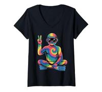 Mujer Buceo, teñido Anudado, Signo de la Paz, Hippie, para Mujer y Hombre Camiseta Cuello V