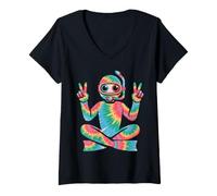 Mujer Buceo, teñido Anudado, Signo de la Paz, Hippie, para Mujer y Hombre Camiseta Cuello V