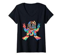 Mujer Buceo, teñido Anudado, Signo de la Paz, Hippie, para Mujer y Hombre Camiseta Cuello V