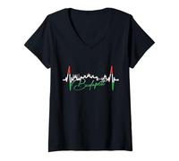 Mujer Budapest Skyline Latido del Corazón Hungría Amo Budapest Camiseta Cuello V