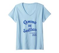 Mujer Buen Camino de Santiago de Compostela 2026 Camino de Santiago Senderismo Camiseta Cuello V