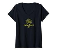Mujer Buen Camino de Santiago Francés 2027 Camino Scallop Shell Camiseta Cuello V