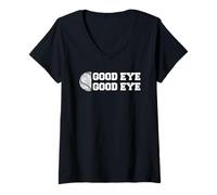 Mujer Buen Ojo del béisbol, Divertido Dicho para Padres, Aficionado al Deporte, Teniente. Camiseta Cuello V