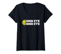 Mujer Buen Ojo del softbol, Divertido Dicho para Padres, Aficionado al Deporte, Teniente. Camiseta Cuello V