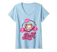Mujer Buenas Noches -Gatito dormitando Camiseta Cuello V