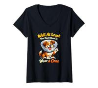 Mujer Bueno, al Menos no Tienes Que Llevar un Cono Lindo Perro Cita Camiseta Cuello V