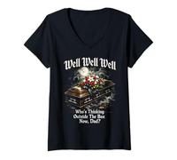 Mujer Bueno, quién está Pensando Fuera de la Caja Ahora papá, Humor Oscuro gótico Camiseta Cuello V
