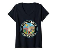 Mujer Buenos Aires Argentina Round Travel Souvenir Turista Regalo Camiseta Cuello V