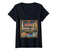 Mujer Buenos Aires Argentina Viaje Souvenir Ciudad Turista Regalo Camiseta Cuello V